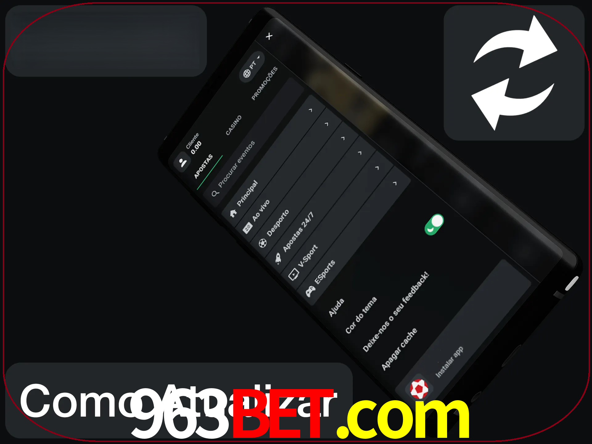 O aplicativo é atualizado automaticamente quando você faz o login.