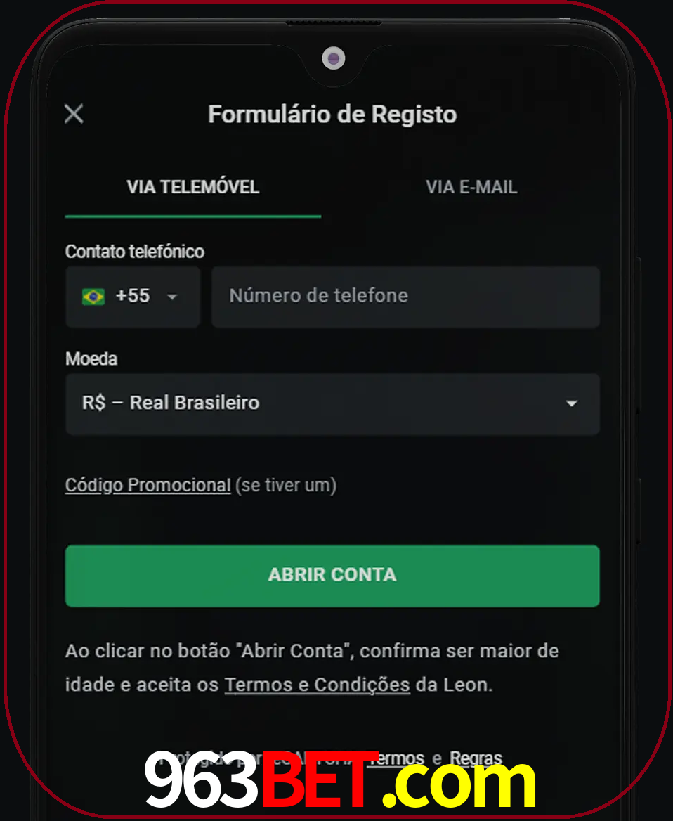 Abra o aplicativo e inicie o processo de registro.