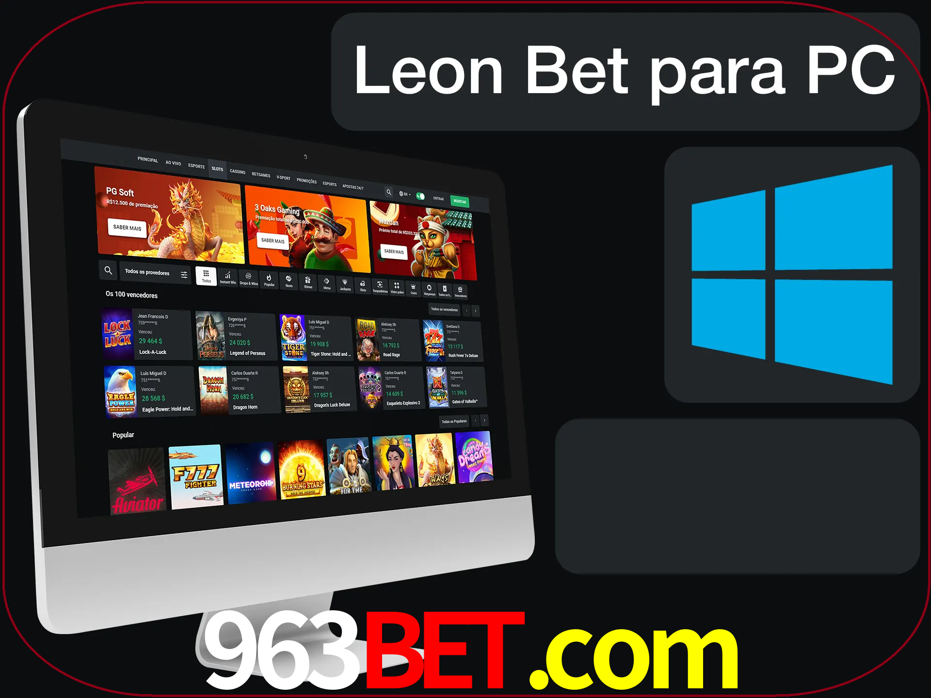 Aposte e jogue em nosso cassino usando o PC.